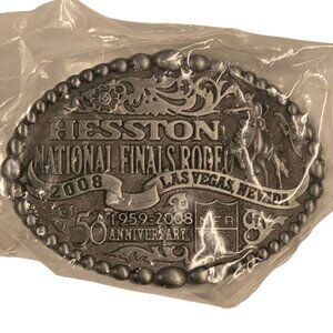 Hesston 2008 Belt Buckle Small National Finals Rodeo 50th Anniversary NEW